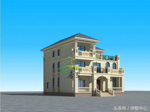 適用于兩代人居住的三層別墅圖，門第建造非常漂亮，內(nèi)部功能區(qū)齊全