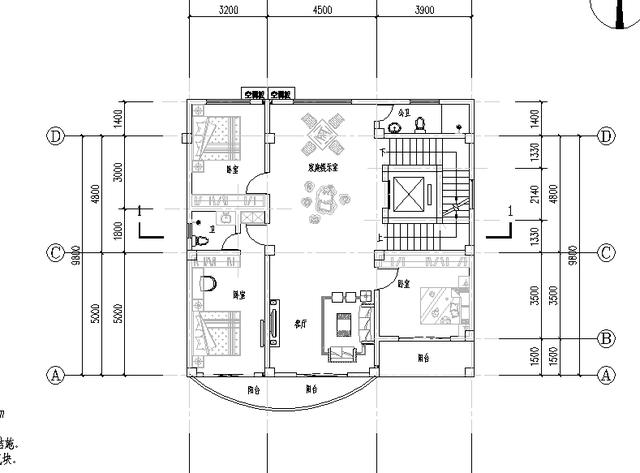 四層農(nóng)村別墅設(shè)計(jì)圖帶車庫陽臺(tái)書房衣帽間