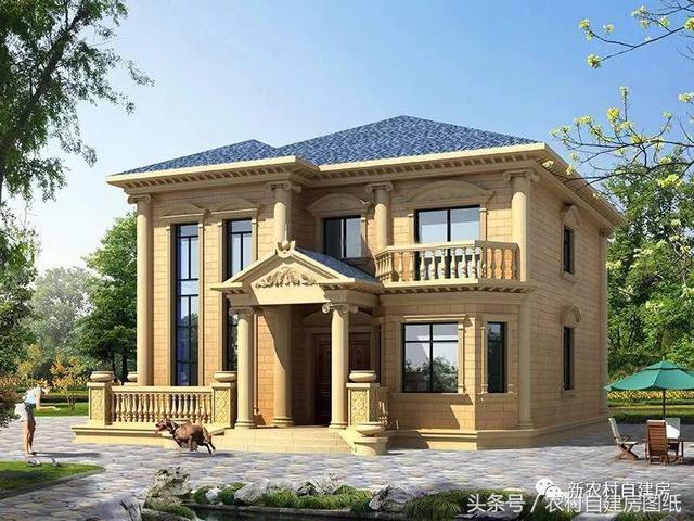 10X13.6米二層歐式風格別墅圖，小面積也能建的這么氣派，堪比百萬豪宅