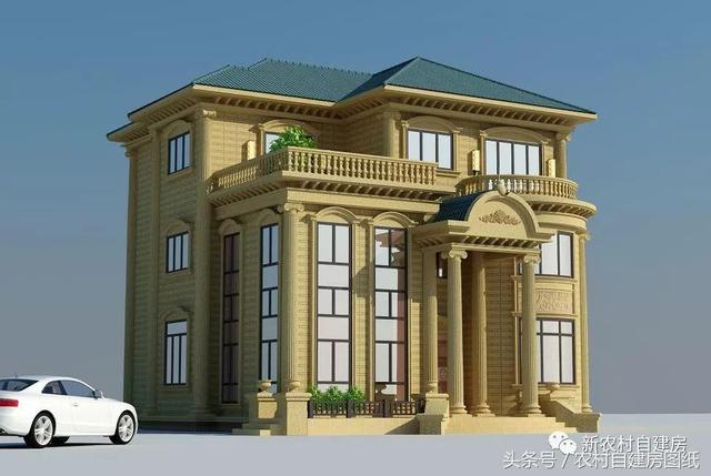 10X13.6米二層歐式風格別墅圖，小面積也能建的這么氣派，堪比百萬豪宅