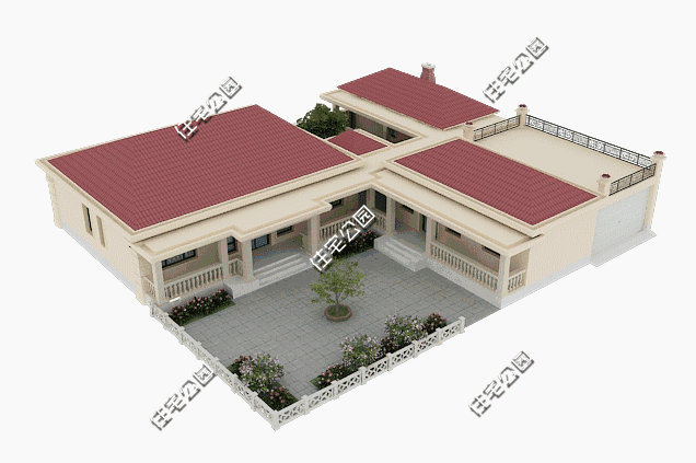 23X26米一層別墅圖，5室2廳陽光房還有一個(gè)自家的小院，是你舒適的選擇