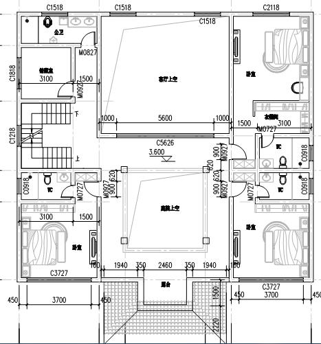 三層新中式別墅合院設(shè)計圖，階梯式外觀時尚大氣，內(nèi)部功能房齊全