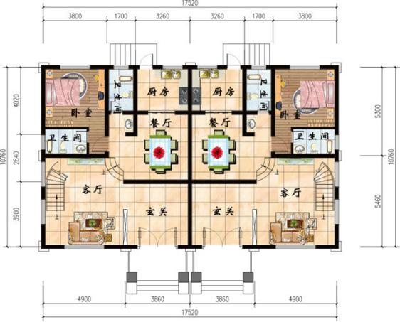 4款農(nóng)村雙拼別墅圖，不同風(fēng)格簡(jiǎn)單實(shí)用造價(jià)低，兄弟一起建房的最佳選擇