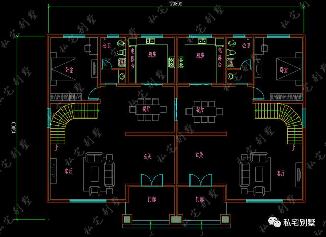 新款三層大氣歐式雙拼聯(lián)拼別墅設(shè)計(jì)圖，看了都喜歡