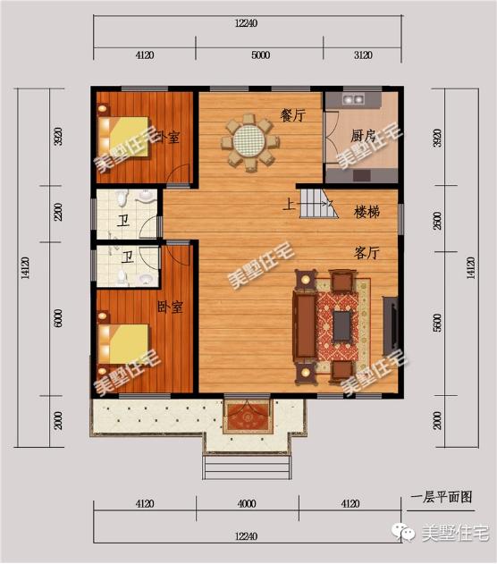 12X14米二層農(nóng)村別墅圖，5室2廳，經(jīng)典的歐式風(fēng)格沉穩(wěn)又大氣