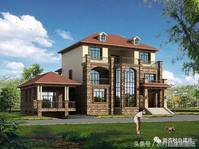 4款豪華農(nóng)村自建別墅圖，款款帶堂屋，配以園林庭院，假山水景，這樣的豪宅城里人有再多的錢也買不起。