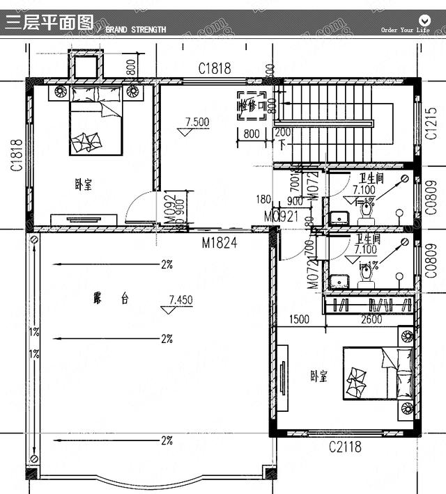 11×10米三層帶臥室套房私家別墅圖，2廳6臥造價30萬，文化石裝飾復(fù)古有韻味！