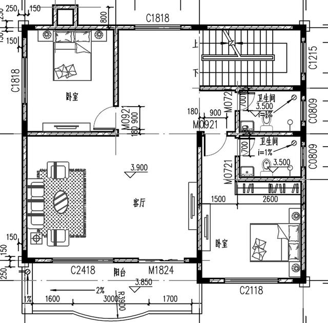 11×10米三層帶臥室套房私家別墅圖，2廳6臥造價30萬，文化石裝飾復(fù)古有韻味！