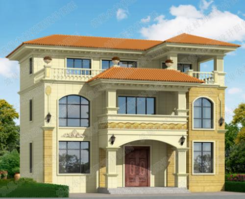 二層半 三層12×8米2廳7臥帶涼亭別墅設(shè)計(jì)圖，造價(jià)30萬(wàn)左右，外觀溫暖低調(diào)，大氣美觀