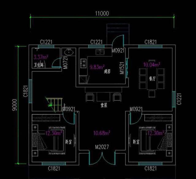 開間進(jìn)深9米，占地100平米的兩款二層農(nóng)村自建房設(shè)計(jì)圖，非常實(shí)用的戶型