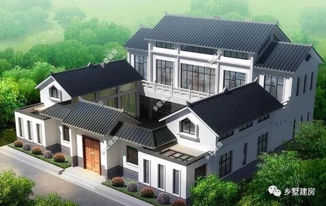 50萬(wàn)農(nóng)村四合院雙拼別墅設(shè)計(jì)圖，小院露臺(tái)車庫(kù)一應(yīng)俱全