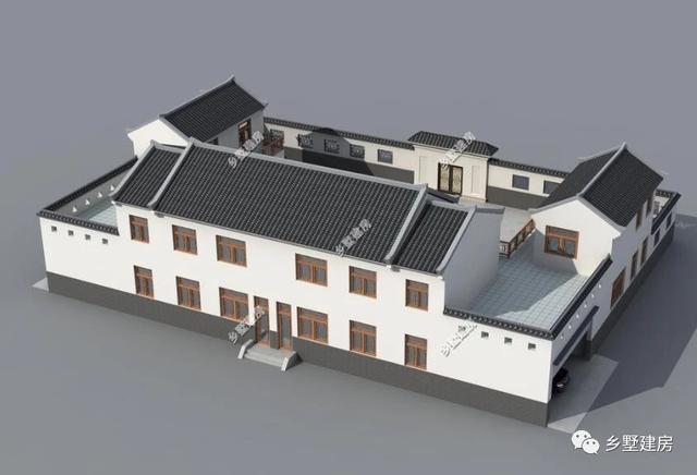 50萬(wàn)農(nóng)村四合院雙拼別墅設(shè)計(jì)圖，小院露臺(tái)車庫(kù)一應(yīng)俱全