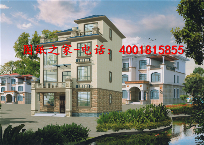 3棟最新款三層半別墅圖片，建其中一棟都可以成地標(biāo)建筑（全套施工圖）