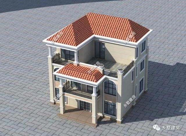 40萬建11X11米農(nóng)村三層別墅圖，美觀實(shí)用，完全符合中國人對于房子的審美追求