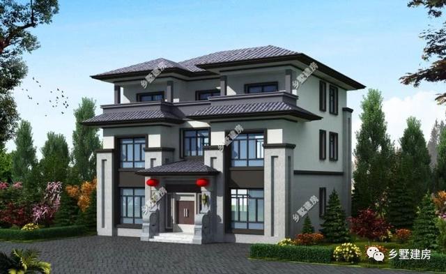 40萬建11X11米農(nóng)村三層別墅圖，美觀實(shí)用，完全符合中國人對于房子的審美追求