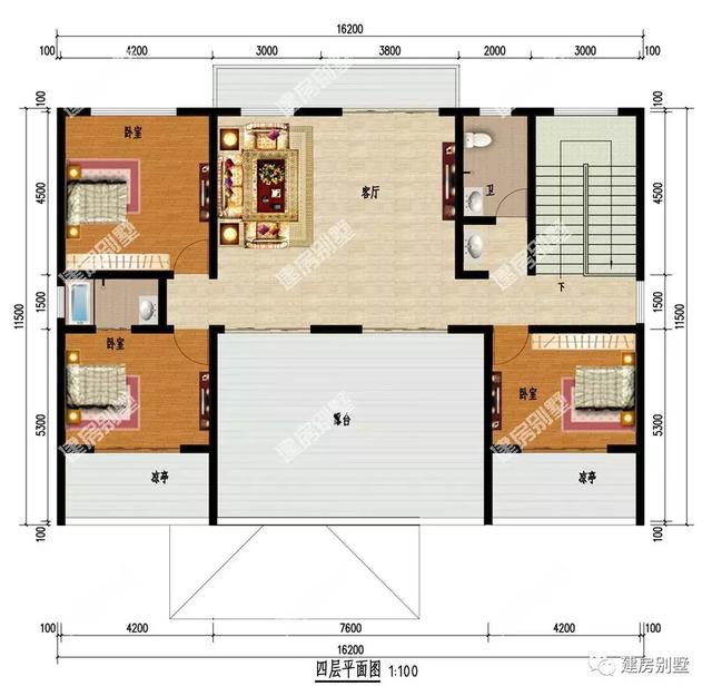 16.2×11.5米四層別墅設計圖，農村自建房的典范，內外兼修養(yǎng)眼又實用