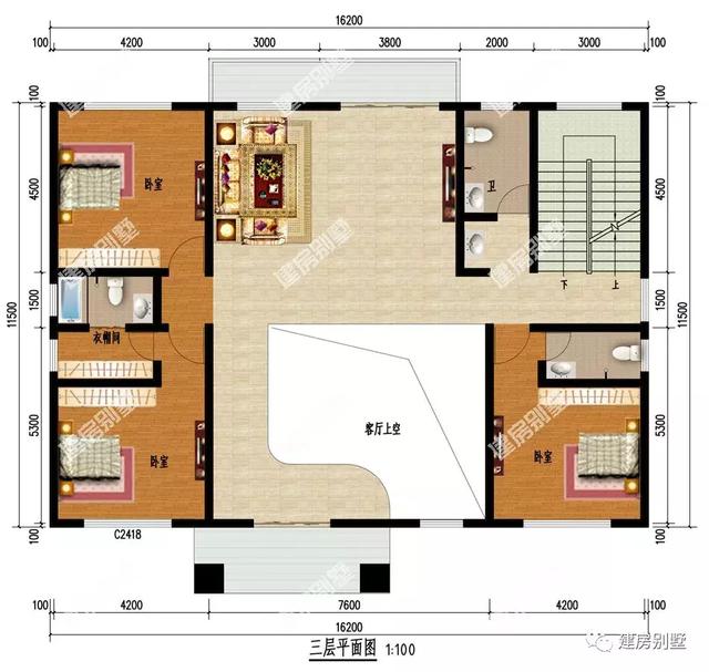 16.2×11.5米四層別墅設計圖，農村自建房的典范，內外兼修養(yǎng)眼又實用
