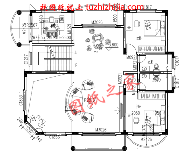 最新農(nóng)村三層樓房設(shè)計(jì)圖紙，客廳中空，采用暖黃色為主色