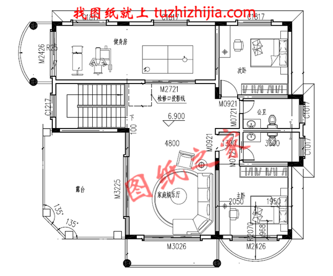 最新農(nóng)村三層樓房設(shè)計(jì)圖紙，客廳中空，采用暖黃色為主色