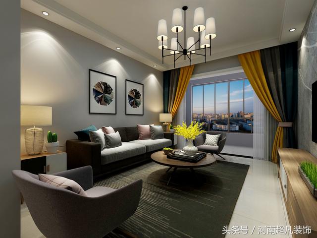 120平現(xiàn)代簡(jiǎn)約的裝修效果圖，撥動(dòng)你的心弦，邊線條都很硬朗，空間大方簡(jiǎn)約，讓人心曠神怡