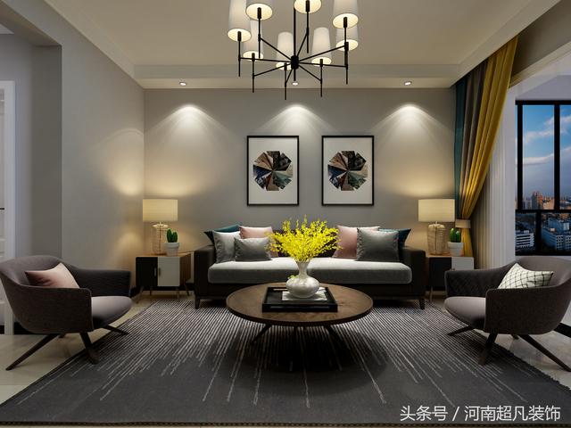 120平現(xiàn)代簡(jiǎn)約的裝修效果圖，撥動(dòng)你的心弦，邊線條都很硬朗，空間大方簡(jiǎn)約，讓人心曠神怡