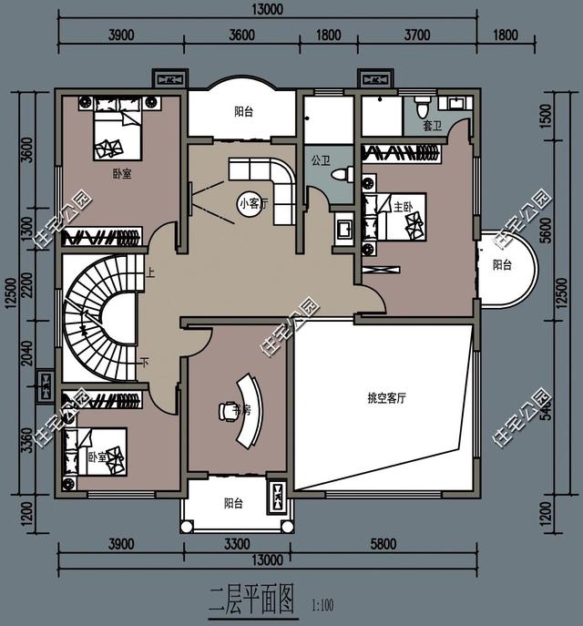 三層農(nóng)村別墅設(shè)計圖，挑空大廳旋轉(zhuǎn)樓梯，給你一個時尚鄉(xiāng)村生活