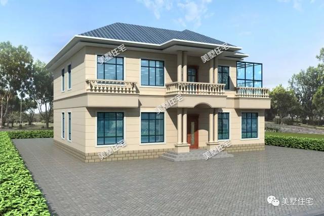 外觀精致的二層別墅設計圖，大客廳+陽光房，盡享陽光鄉(xiāng)村生活