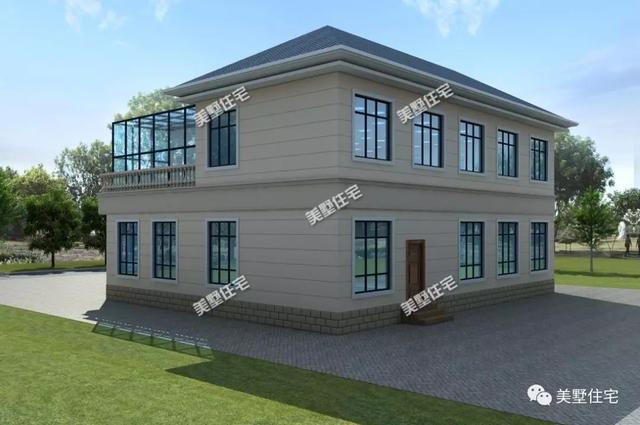 外觀精致的二層別墅設計圖，大客廳+陽光房，盡享陽光鄉(xiāng)村生活