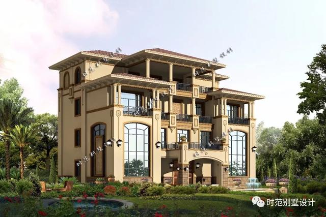 帶地下車庫，茶室和書房的三層歐式別墅設(shè)計圖，9室4廳，適合農(nóng)村自建！