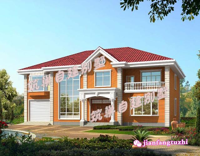 2層農(nóng)村自建房設計圖帶車庫別墅效果圖，面寬20米前后門設計，整體盡顯素雅高檔