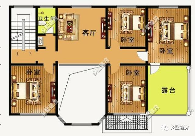 外觀簡單明了，帶挑空客廳、大露臺和車庫的農(nóng)村自建別墅設(shè)計圖，你想要的樣子它都有