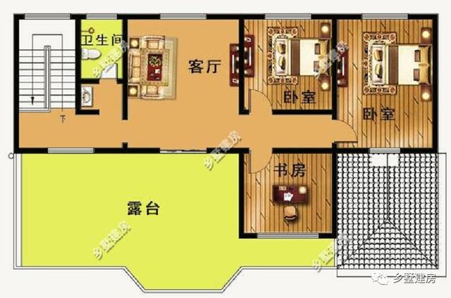 外觀簡單明了，帶挑空客廳、大露臺和車庫的農(nóng)村自建別墅設(shè)計圖，你想要的樣子它都有