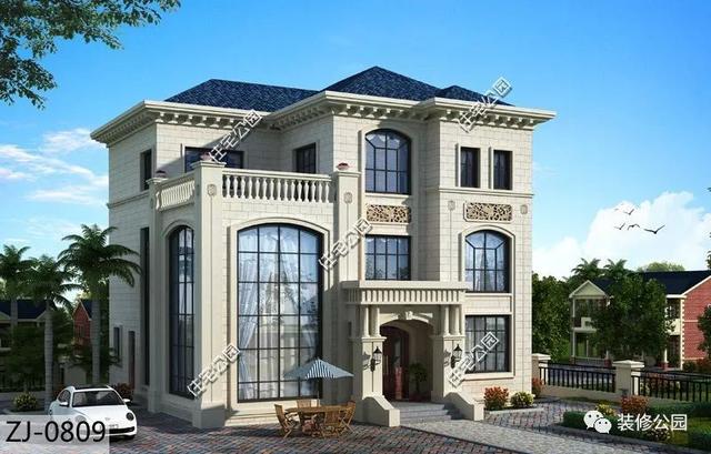 12×13米三層歐式別墅設(shè)計(jì)圖，落地窗+挑空客廳，設(shè)計(jì)的十分精致