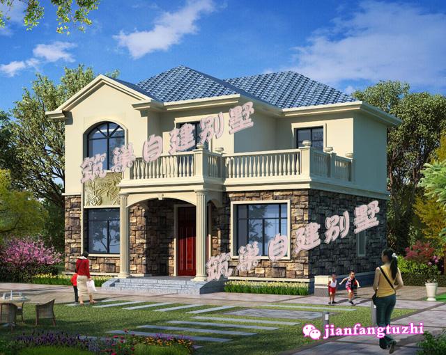 20萬100㎡12x9米二層典型現(xiàn)代農(nóng)村別墅設(shè)計(jì)圖，主體磚混結(jié)構(gòu)