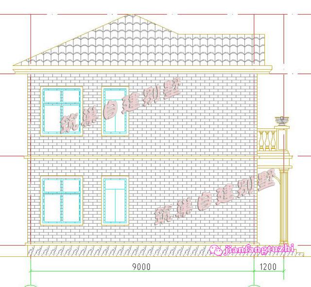20萬100㎡12x9米二層典型現(xiàn)代農(nóng)村別墅設(shè)計(jì)圖，主體磚混結(jié)構(gòu)
