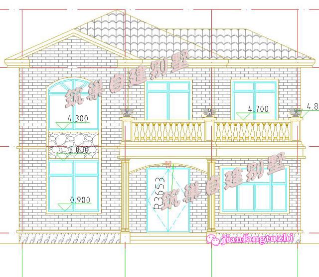 20萬100㎡12x9米二層典型現(xiàn)代農(nóng)村別墅設(shè)計(jì)圖，主體磚混結(jié)構(gòu)
