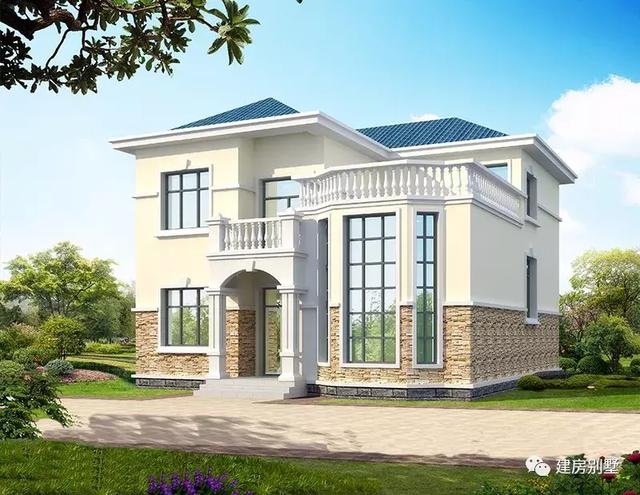 一款造價(jià)20多萬的兩層別墅設(shè)計(jì)圖，做成尖頂平頂都好看