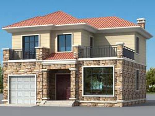 3廳4臥帶車庫二層簡約別墅設(shè)計圖，造價20萬左右，復古的時尚