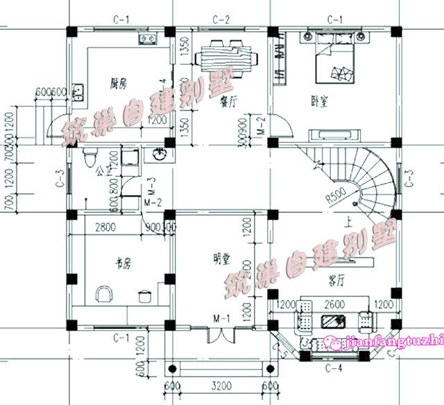50萬170㎡13x13米新農村樓中樓三層別墅設計施工圖紙及效果圖，戶型實用，色彩明亮