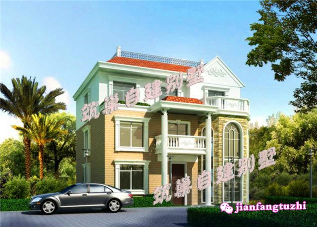 50萬170㎡13x13米新農村樓中樓三層別墅設計施工圖紙及效果圖，戶型實用，色彩明亮