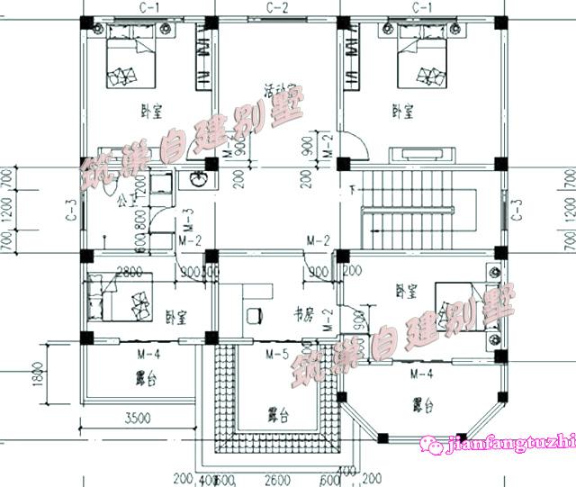 50萬170㎡13x13米新農村樓中樓三層別墅設計施工圖紙及效果圖，戶型實用，色彩明亮