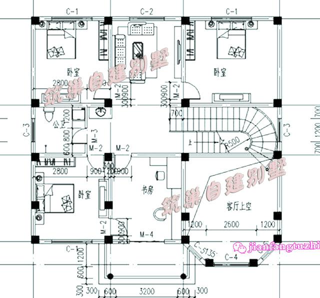 50萬170㎡13x13米新農村樓中樓三層別墅設計施工圖紙及效果圖，戶型實用，色彩明亮