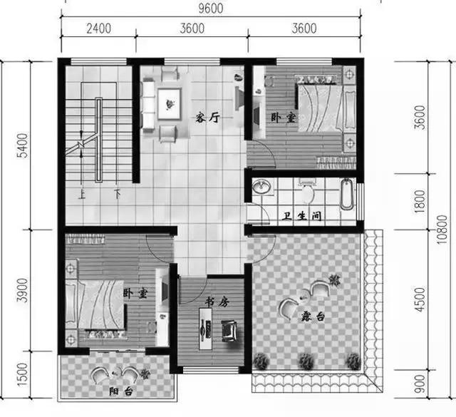 30萬占地100㎡4廳6臥三層別墅設(shè)計圖,整體外觀簡約而氣質(zhì)流露，坡屋頂設(shè)計增加美感