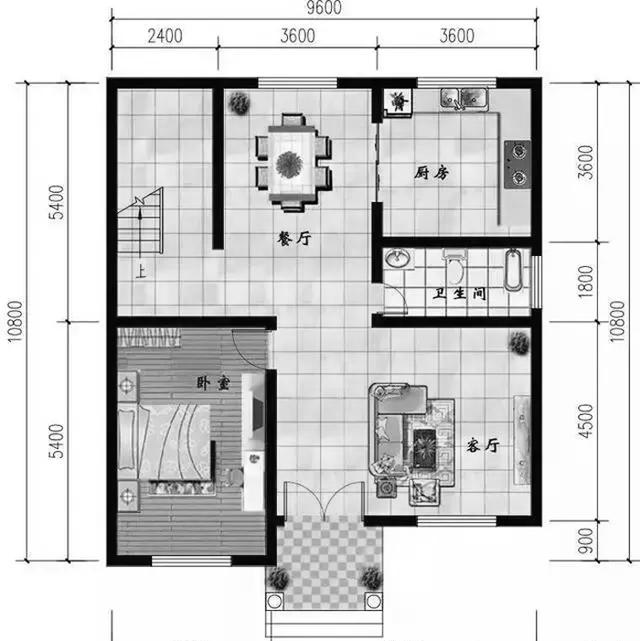 30萬占地100㎡4廳6臥三層別墅設(shè)計圖,整體外觀簡約而氣質(zhì)流露，坡屋頂設(shè)計增加美感