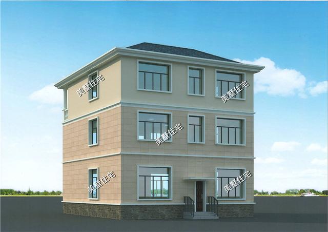 占地125平農(nóng)村歐式別墅設(shè)計(jì)圖，7室2廳帶書房，最大的一個(gè)亮點(diǎn)就是三樓有一個(gè)超大的露臺(tái)