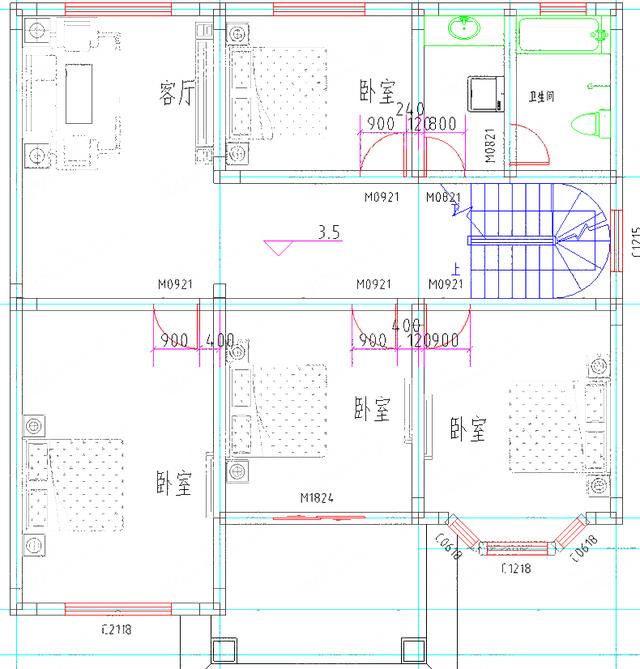 12×12米3廳5臥二層獨(dú)棟別墅設(shè)計圖紙，閣樓層+佛堂+旋轉(zhuǎn)樓梯，造價40萬左右，讓你擁有一個溫暖的家