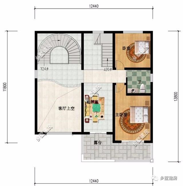 農(nóng)村三層別墅設(shè)計(jì)圖，挑空客廳樓上樓，書房露臺(tái)應(yīng)有盡有，造價(jià)只要48萬