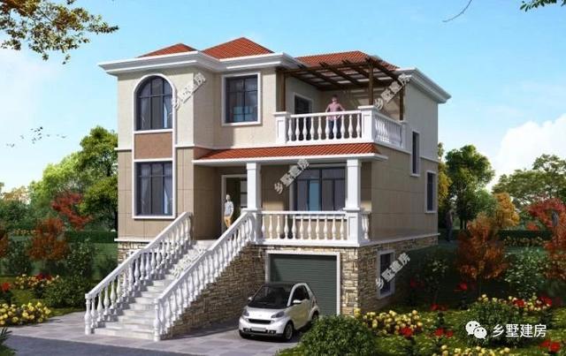 農(nóng)村三層別墅設(shè)計(jì)圖，挑空客廳樓上樓，書房露臺(tái)應(yīng)有盡有，造價(jià)只要48萬