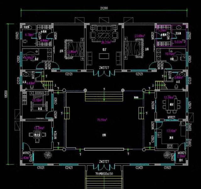 傳統(tǒng)中式四合院別墅設(shè)計圖，農(nóng)村自建房的優(yōu)選，你需要的它都有