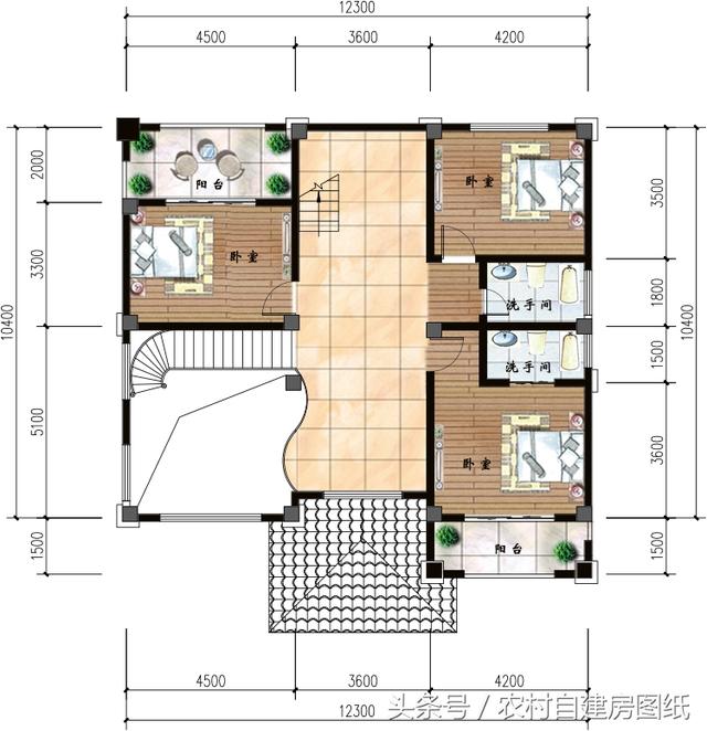 三層農(nóng)村豪華別墅設(shè)計圖，12X10米，主體造價40萬，裝修80萬，全村第一豪